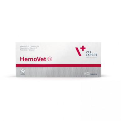 Hemovet Vet Expert – Supliment pentru Susținerea Formării Sângelui și Tratamentul Simptomelor de Anemie la Câini și Pisici – 60 Tablete